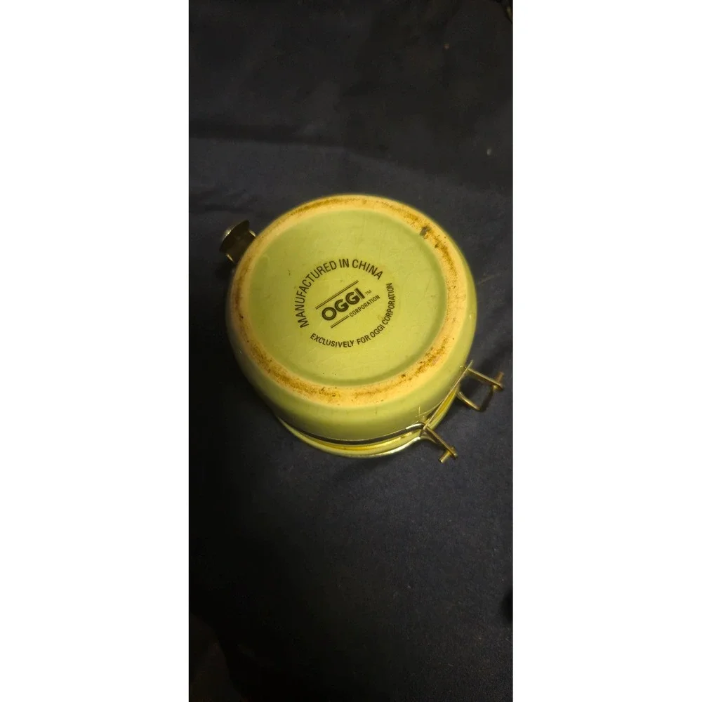 Oggi Corporation Mini Ceramic Canister Light Green Locking Flip‎ Top Spice Jar